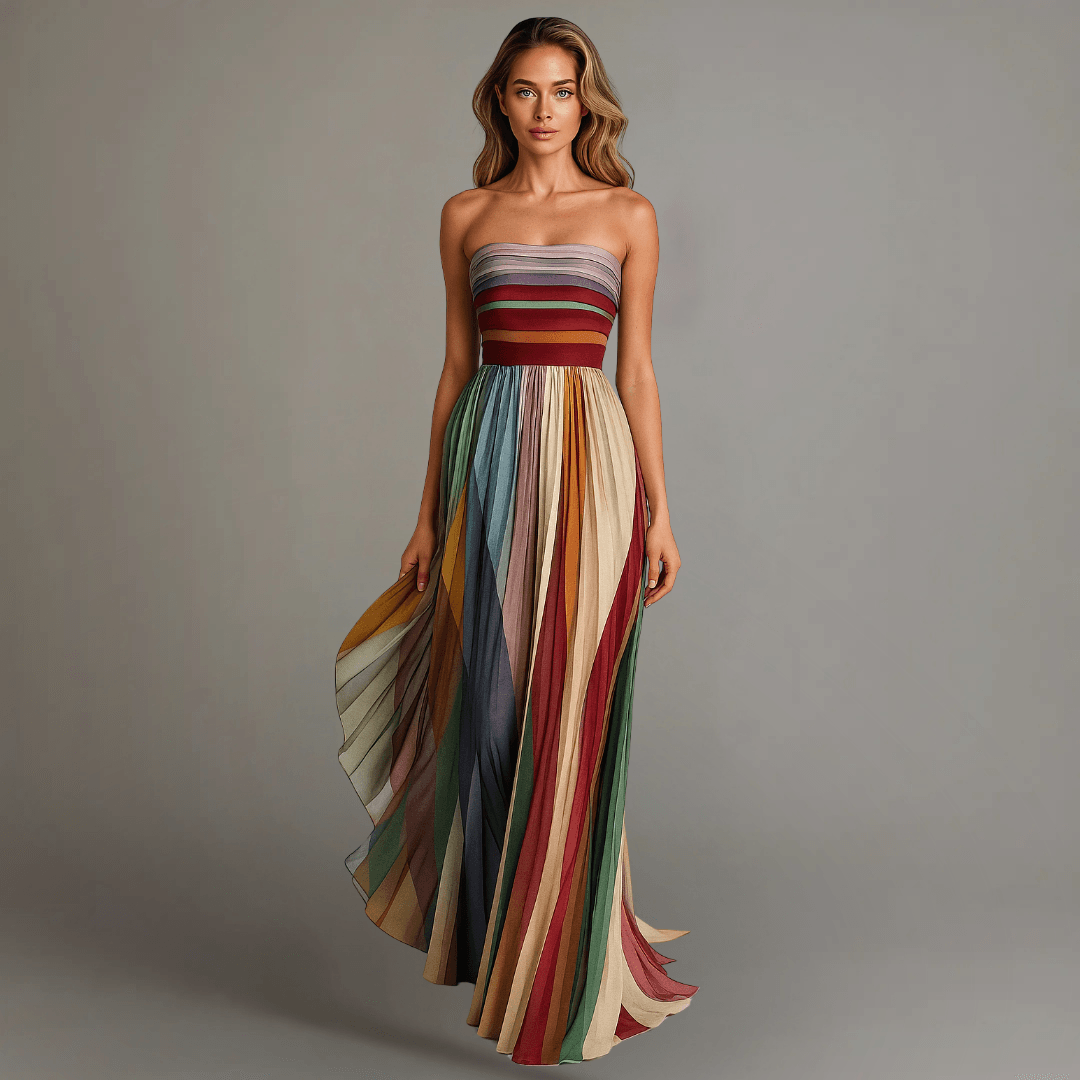 Women's Pleated Maxi Dress – Elegant Glam Holiday Party Wedding Guest Dress