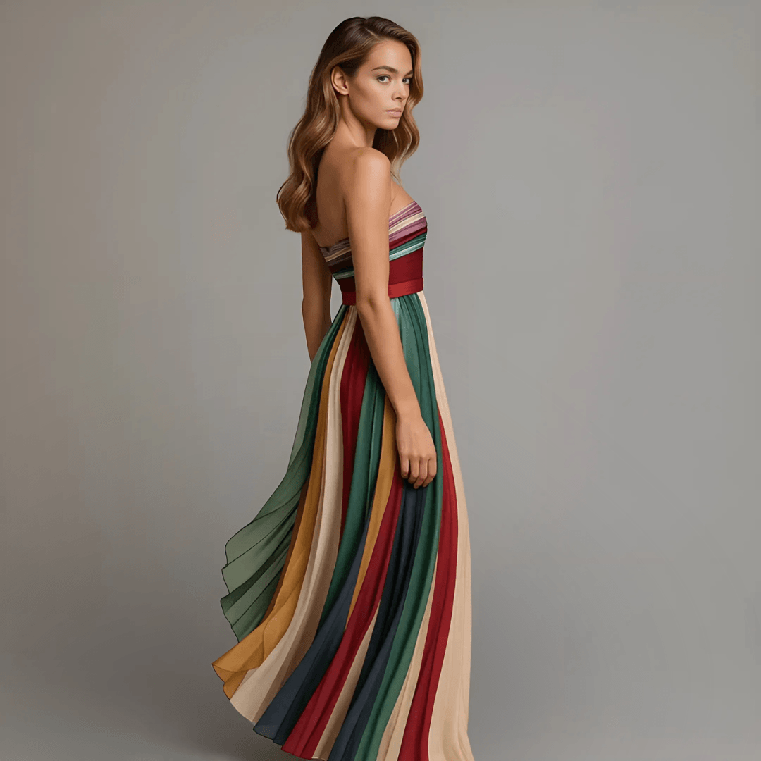 Women's Pleated Maxi Dress – Elegant Glam Holiday Party Wedding Guest Dress