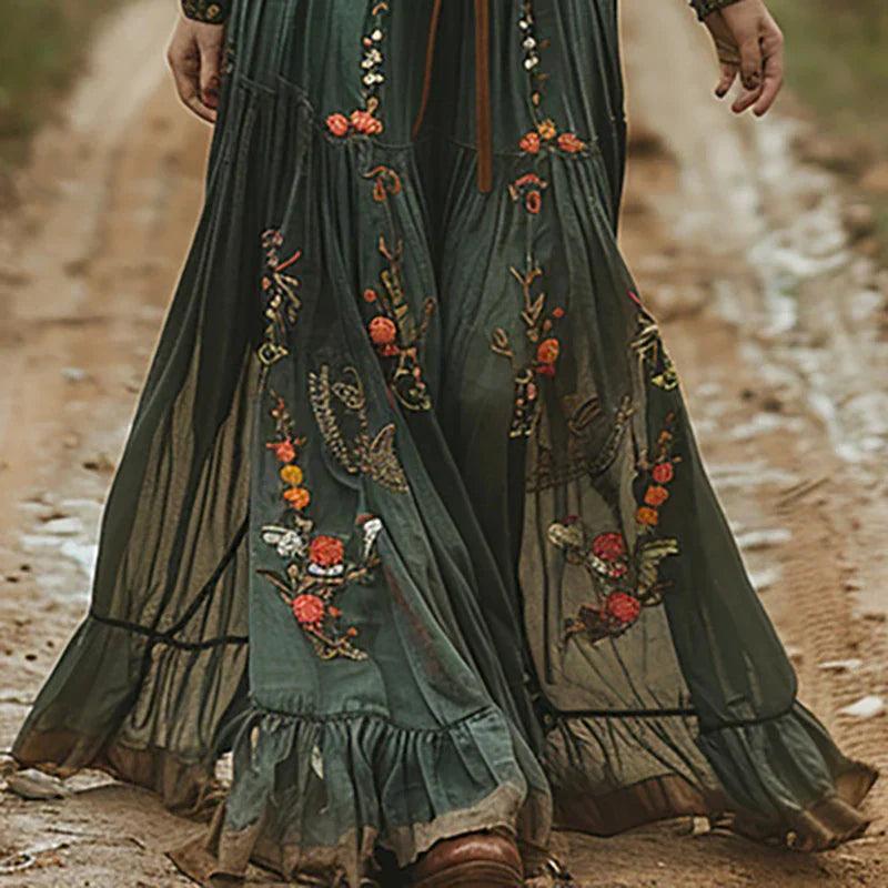 Women's Bohemian Floral Maxi Dress – Flowy Casual Summer Holiday Dress